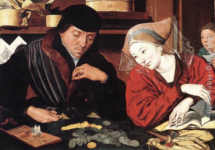 The Banker and His Wife painting - Marinus van Reymerswaele The Banker and His Wife art painting